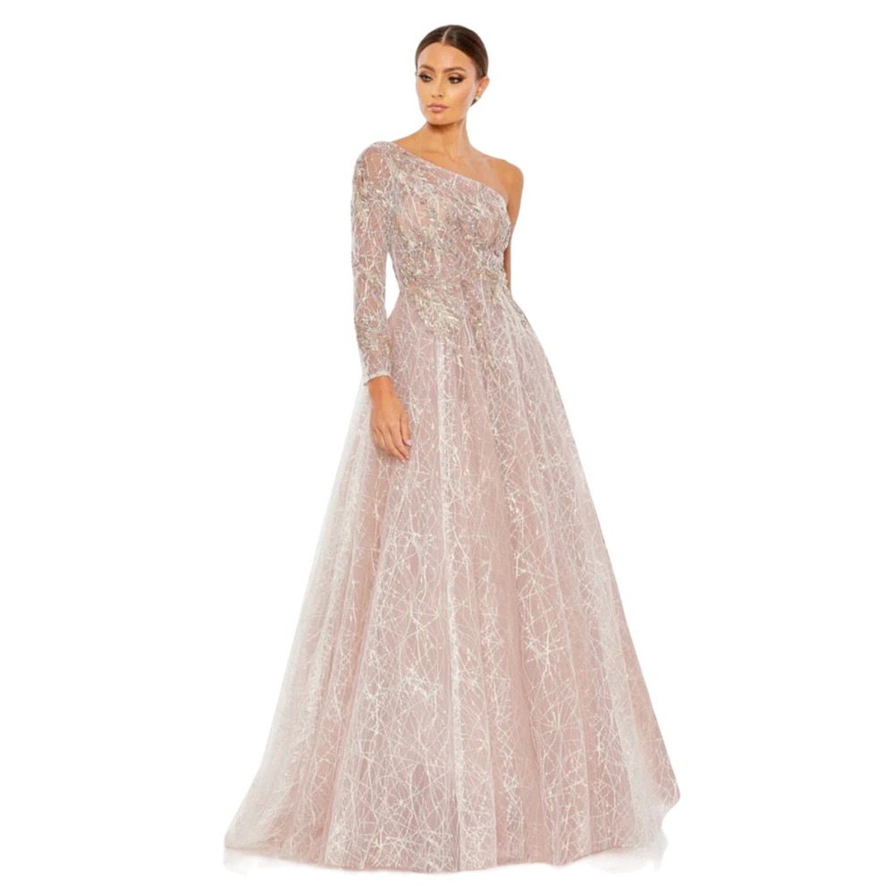 New Mac Duggal Embroidered One Shoulder Bodice BallGown - Size 8